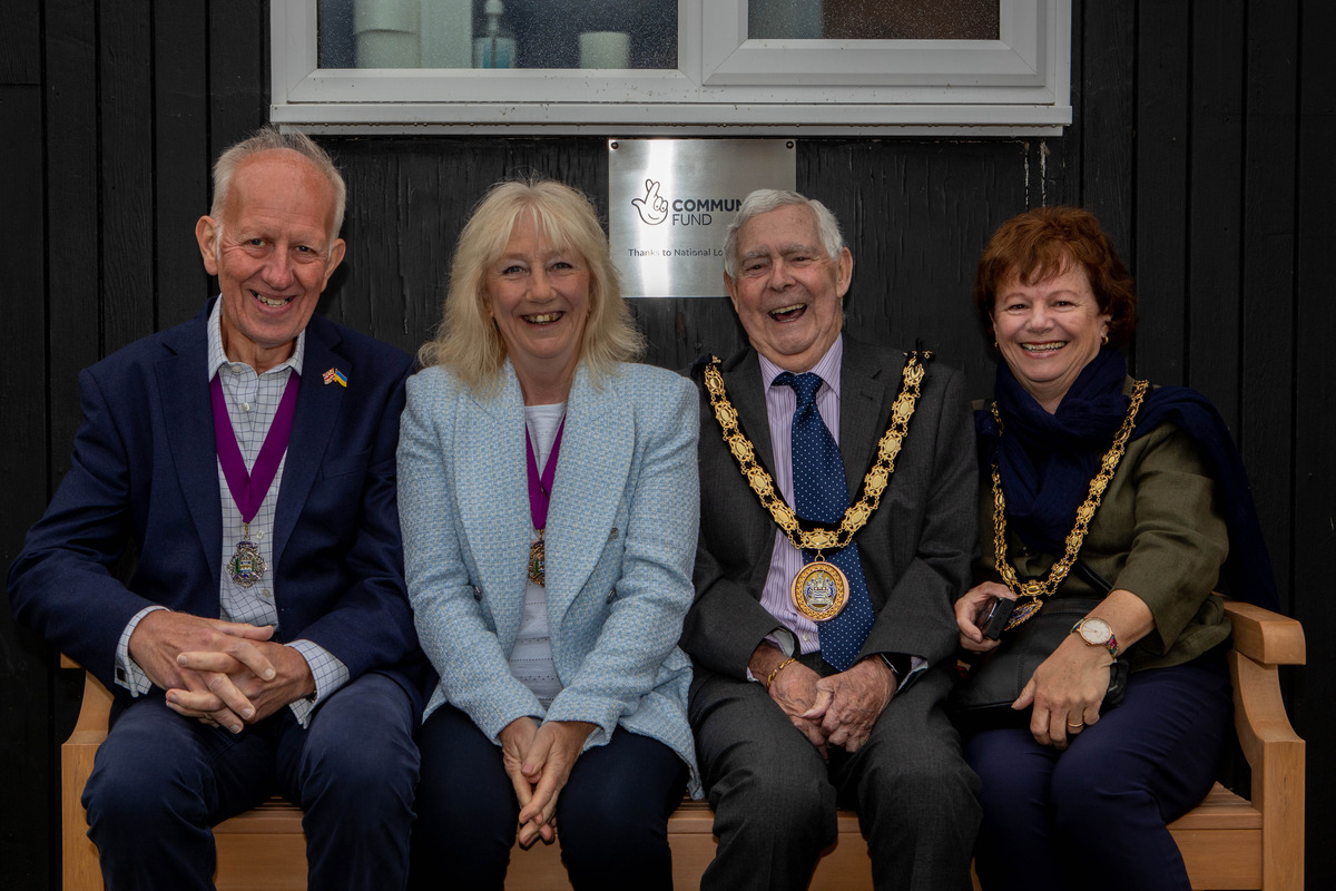 The Mayor, Mayoress, Deputy Mayor and Consort enjoying a rest on our Platinum Jubilee Bench